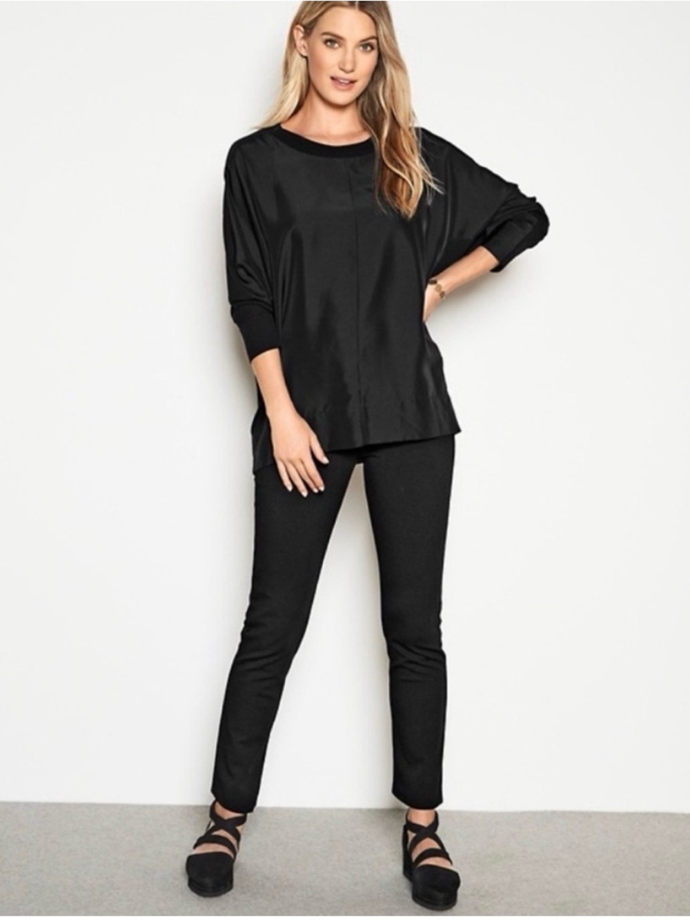 Eileen Fisher System Stretch Black Ponte
Slim Pants Size XS